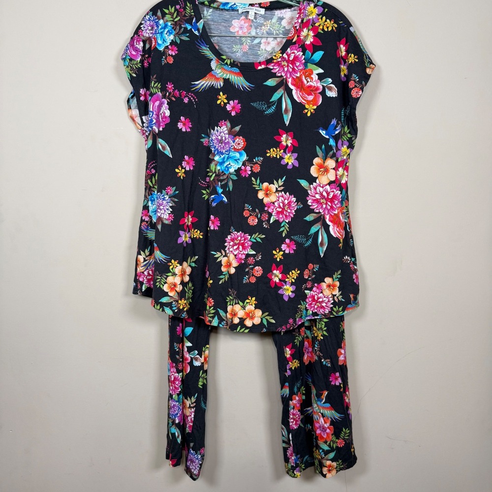 Johnny Was Bobbie Crop Pajama Set Dreamer Noir Large